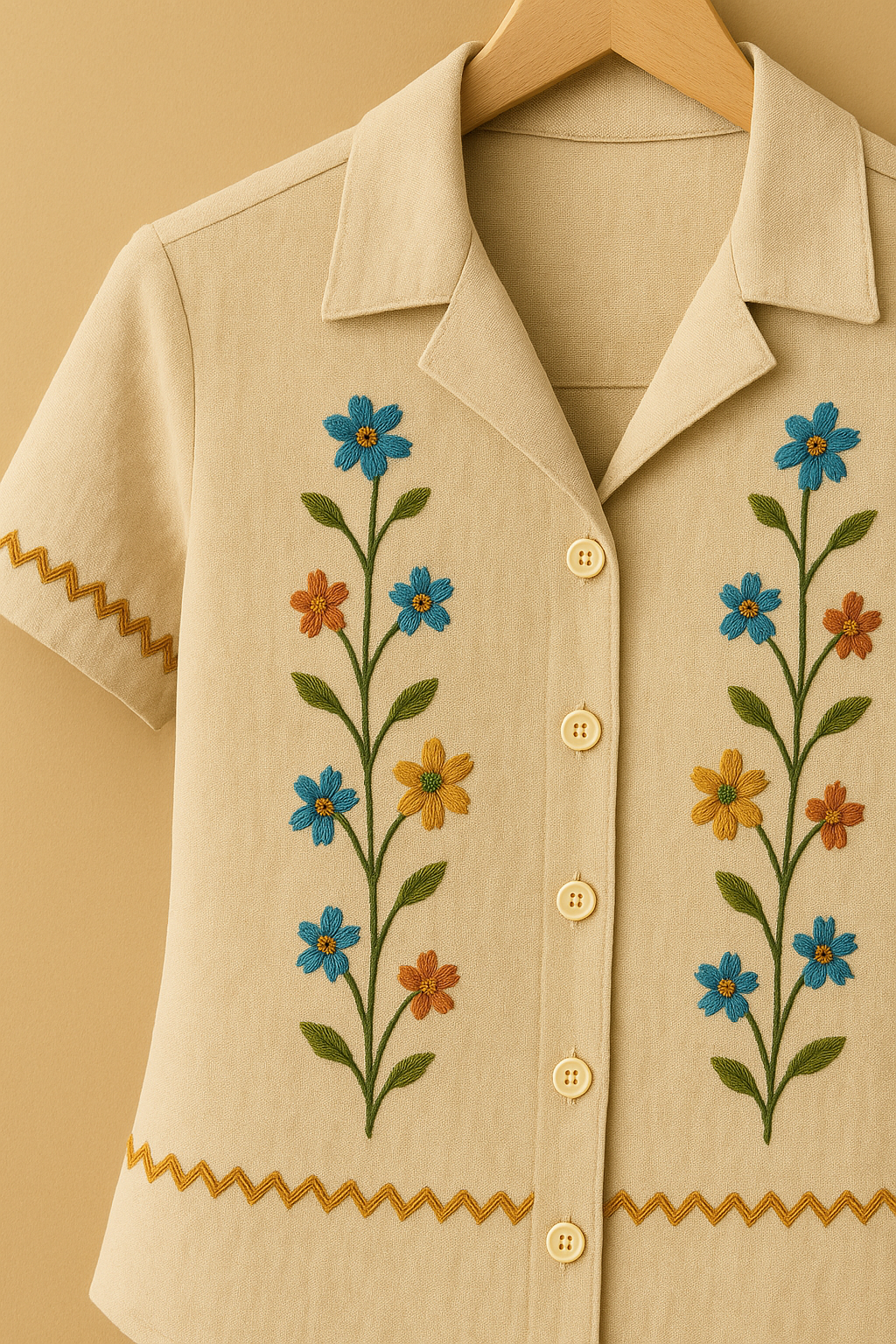 Women’s Floral Embroidered Cotton Shirt