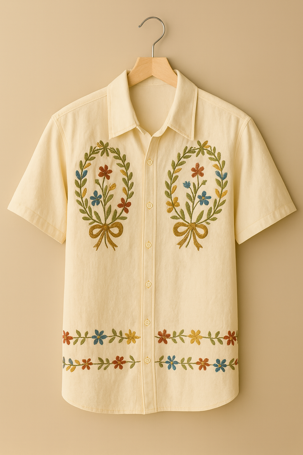 Men’s Vintage Embroidered Floral Shirt