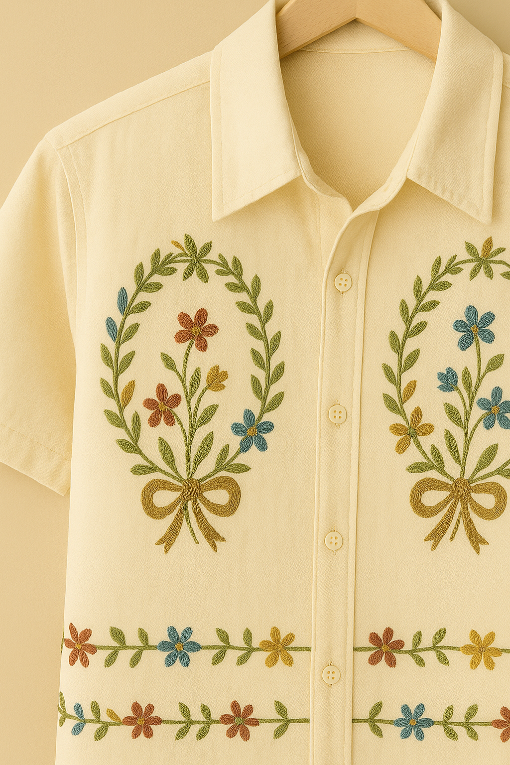Men’s Vintage Embroidered Floral Shirt