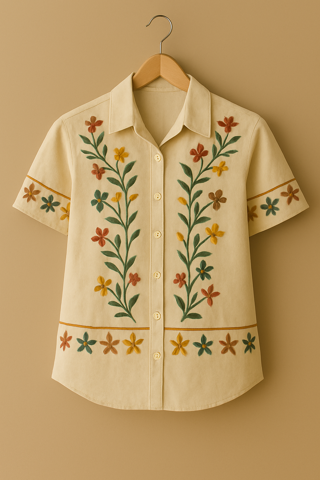 Women’s Multi-Color Floral Embroidered Cotton Shirt