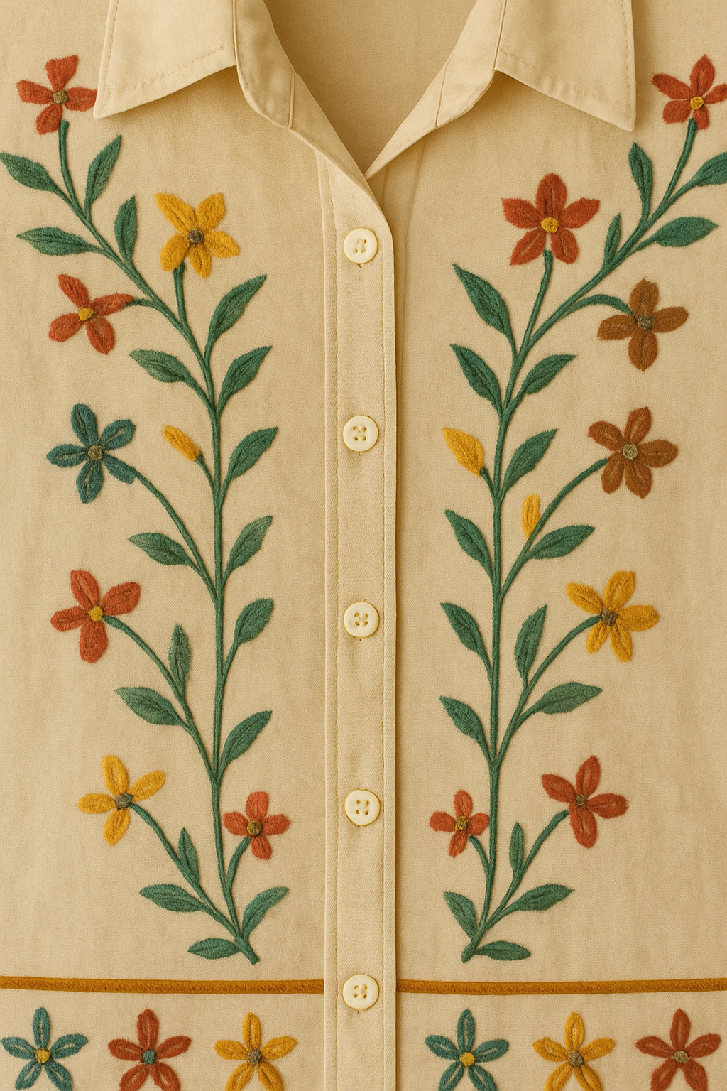 Women’s Multi-Color Floral Embroidered Cotton Shirt