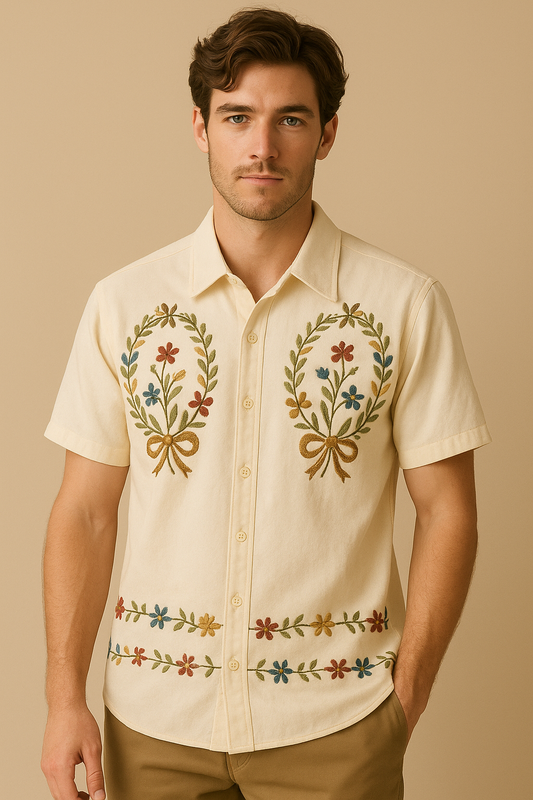 Men’s Vintage Embroidered Floral Shirt